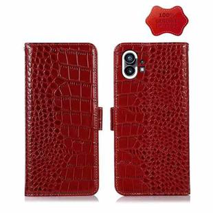 For Nothing Phone 1 Crocodile Top Layer Cowhide Leather Phone Case(Red)