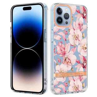 For iPhone 14 Pro Flowers and Plants Series IMD TPU Phone Case(Pink Gardenia)