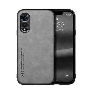 For OPPO A97 5G Skin Feel Magnetic Leather Phone Case(Light Grey)