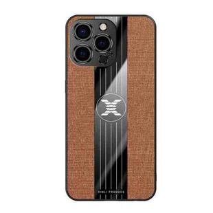 For iPhone 13 Pro XINLI Stitching Cloth Texture TPU Phone Case (Brown)