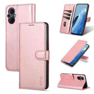 For OPPO Reno8 Lite AZNS Skin Feel Calf Texture Flip Leather Phone Case(Rose Gold)