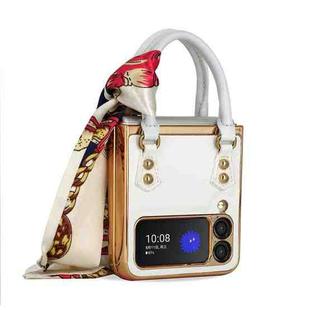For Samsung Galaxy Z Flip3 5G Handbag Design Leather + PC Phone Case(White)