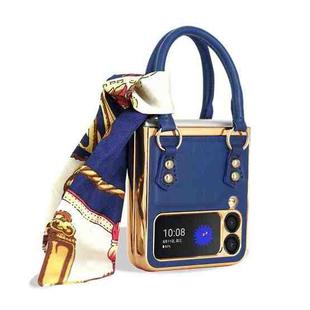 For Samsung Galaxy Z Flip3 5G Handbag Design Leather + PC Phone Case(Blue)