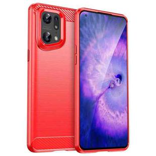 For OPPO Find X5 Pro Brushed Texture Carbon Fiber TPU Phone Case(Red)