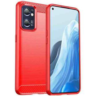 For OPPO Find X5 Lite Brushed Texture Carbon Fiber TPU Phone Case(Red)