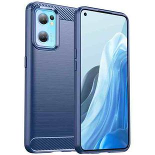 For OPPO Find X5 Lite Brushed Texture Carbon Fiber TPU Phone Case(Blue)