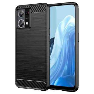 For OPPO Reno7 4G Brushed Texture Carbon Fiber TPU Phone Case(Black)