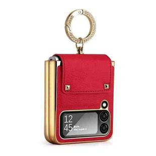 For Samsung Galaxy Z Flip4 5G Colorful Leather + PC Phone Case with Ring(Red)