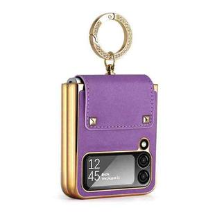 For Samsung Galaxy Z Flip4 5G Colorful Leather + PC Phone Case with Ring(Purple)