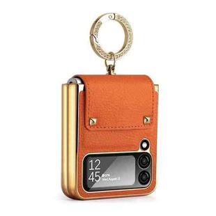 For Samsung Galaxy Z Flip4 5G Colorful Leather + PC Phone Case with Ring(Orange)