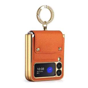 For Samsung Galaxy Z Flip3 5G Colorful Leather + PC Phone Case with Ring(Orange)