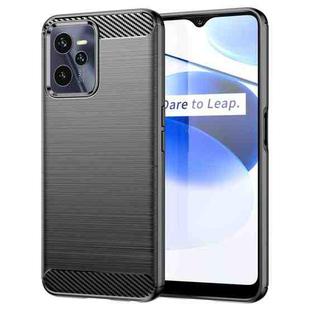 For Realme C35 Brushed Texture Carbon Fiber TPU Phone Case(Black)