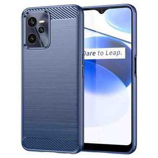 For Realme C35 Brushed Texture Carbon Fiber TPU Phone Case(Blue)