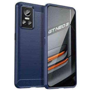 For Realme GT Neo3 Brushed Texture Carbon Fiber TPU Phone Case(Blue)