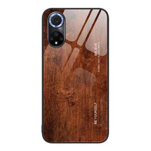 For Huawei nova 9 Wood Grain Glass Protective Case(Dark Brown)