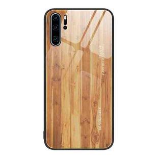 For Huawei P30 Pro Wood Grain Glass Protective Case(Yellow)