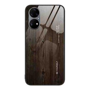 For Huawei P50 Pro Wood Grain Glass Protective Case(Black)