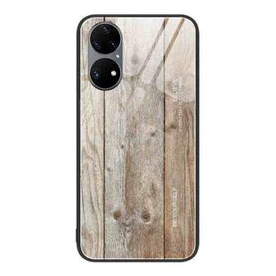 For Huawei P50 Pro Wood Grain Glass Protective Case(Grey)