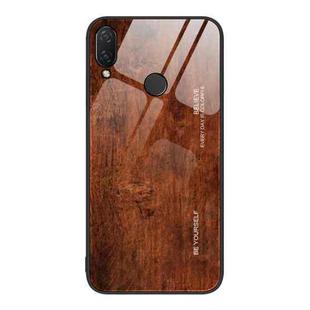 For Huawei nova 3i Wood Grain Glass Protective Case(Dark Brown)