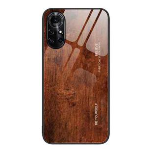 For Huawei nova 8 Pro 5G Wood Grain Glass Protective Case(Dark Brown)