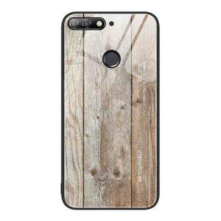 For Huawei Enjoy 8e Wood Grain Glass Protective Case(Grey)