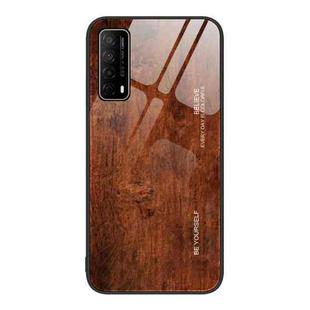 For Huawei Enjoy 20 SE Wood Grain Glass Protective Case(Dark Brown)