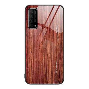For Huawei Enjoy 20 SE Wood Grain Glass Protective Case(Coffee)
