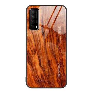 For Huawei Enjoy 20 SE Wood Grain Glass Protective Case(Light Brown)