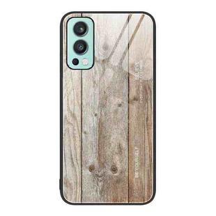 For OnePlus Nord 2 5G Wood Grain Glass Protective Case(Grey)