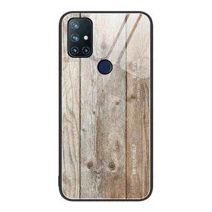 For OnePlus Nord N10 5G Wood Grain Glass Protective Case(Grey)
