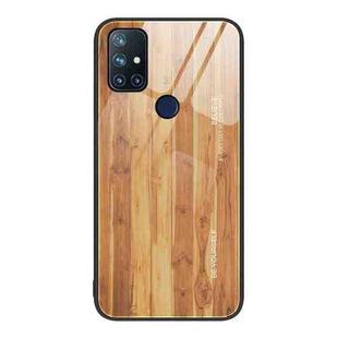 For OnePlus Nord N10 5G Wood Grain Glass Protective Case(Yellow)