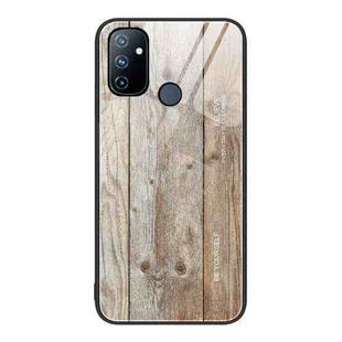 For OnePlus Nord N100 Wood Grain Glass Protective Case(Grey)