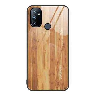 For OnePlus Nord N100 Wood Grain Glass Protective Case(Yellow)