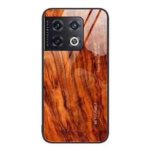 For OnePlus 10 Pro Wood Grain Glass Protective Case(Light Brown)