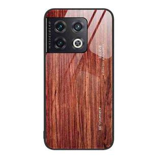 For OnePlus 10 Pro Wood Grain Glass Protective Case(Coffee)