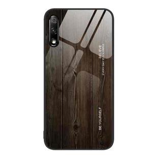 For Honor 9X Wood Grain Glass Protective Case(Black)