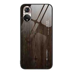 For Honor 50 Wood Grain Glass Protective Case(Black)