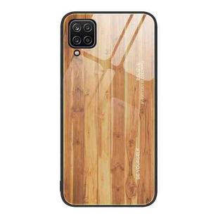 For Samsung Galaxy A12 5G Wood Grain Glass Protective Phone Case(Yellow)