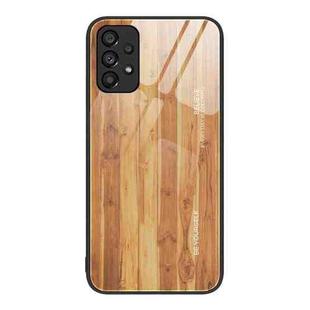 For Samsung Galaxy A53 Wood Grain Glass Protective Phone Case(Yellow)
