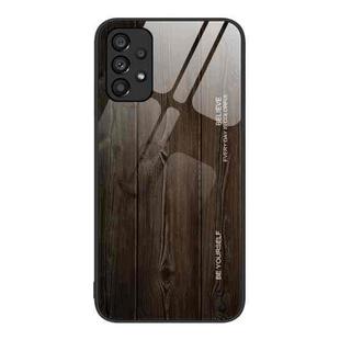 For Samsung Galaxy A53 Wood Grain Glass Protective Phone Case(Black)