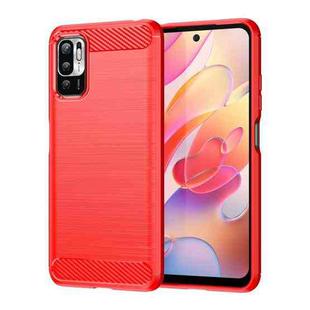 For Xiaomi Poco M3 Pro 5G Brushed Texture Carbon Fiber TPU Phone Case(Red)
