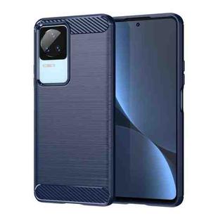 For Xiaomi Poco F4 Brushed Texture Carbon Fiber TPU Phone Case(Blue)
