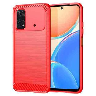 For Xiaomi Poco M4 Pro Brushed Texture Carbon Fiber TPU Phone Case(Red)