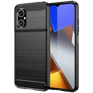 For Xiaomi Poco M4 5G Brushed Texture Carbon Fiber TPU Phone Case(Black)