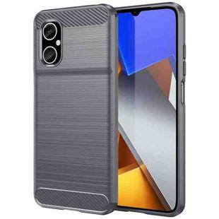 For Xiaomi Poco M4 5G Brushed Texture Carbon Fiber TPU Phone Case(Grey)