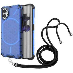 For Nothing Phone 1 Lanyard Honeycomb Phone Case(Blue)