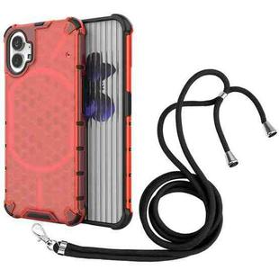For Nothing Phone 1 Lanyard Honeycomb Phone Case(Red)