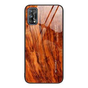 For Realme 7 Wood Grain Glass Protective Case(Light Brown)