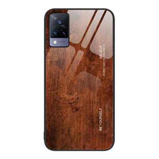 For vivo S9 Wood Grain Glass Protective Case(Dark Brown)