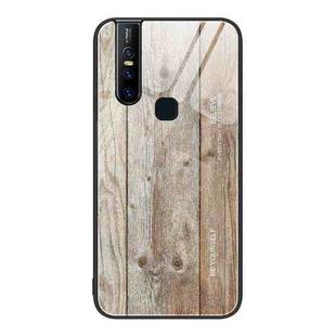 For vivo V15 Wood Grain Glass Protective Case(Grey)